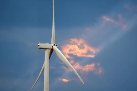 Wind Turbine at Dusk Stock Photos