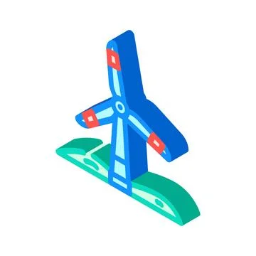 Wind turbine eco conscious isometric icon vector illustration Stock Illustration