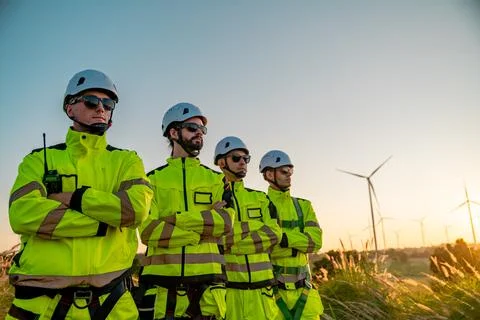 Wind turbine engineer Teamwork. Stock Photos