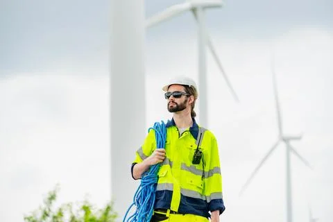 Wind turbine engineers Stock Photos