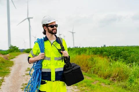 Wind turbine engineers Stock Photos
