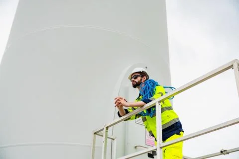 Wind turbine engineers Stock Photos