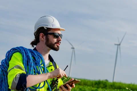 Wind turbine engineers Stock Photos