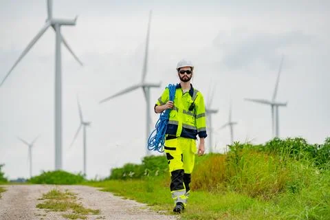 Wind turbine engineers. Stock Photos
