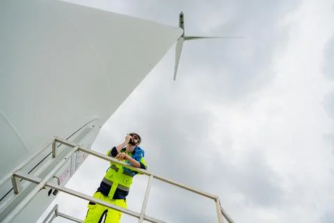Wind turbine engineers. Stock Photos