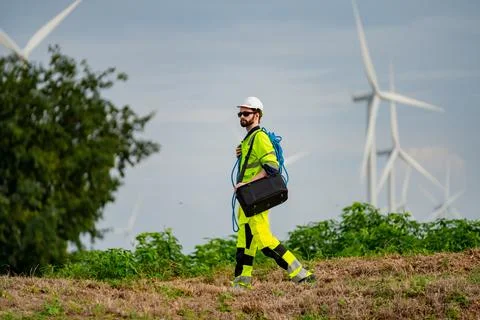 Wind turbine engineers. Stock Photos