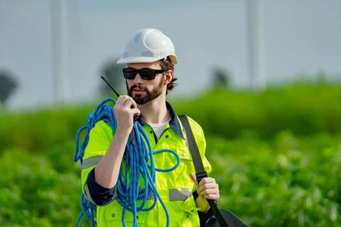 Wind turbine engineers. Stock Photos