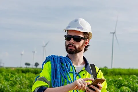 Wind turbine engineers. Stock Photos