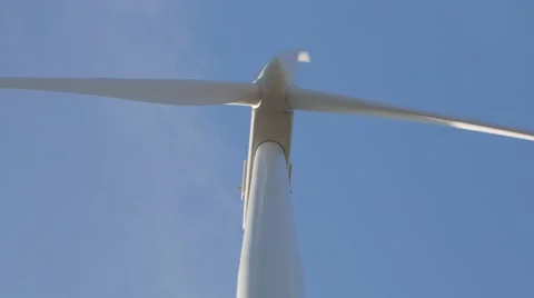 Wind Turbine Eolic Medium close frontal below view, spinning UHD 4k Stock Footage 45424858