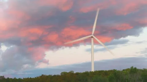 Wind Turbine at Evening Stock Footage 10580222