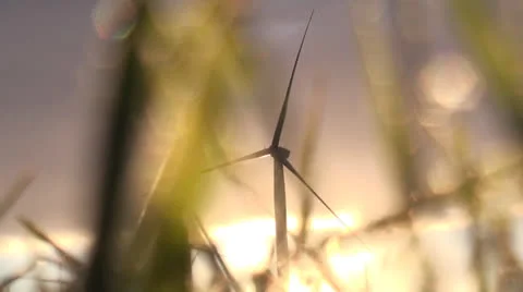 Wind turbine in the evening twilight Stock Footage 25983944