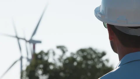 Wind turbine expert at work Stock Footage 280295681