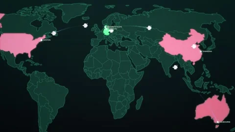 Wind Turbine Export Routes on Dark Map Vidéo 342338599