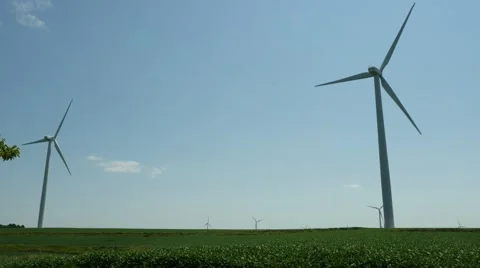 Wind turbine farm in a field Stock Footage 53471379