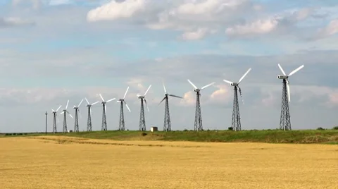 Wind turbine farm Stock Footage 8540378