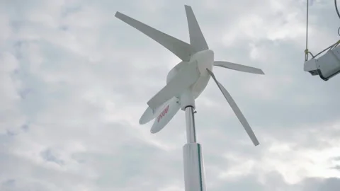 Wind turbine fast spin the yatch Vídeos de archivo 159242043