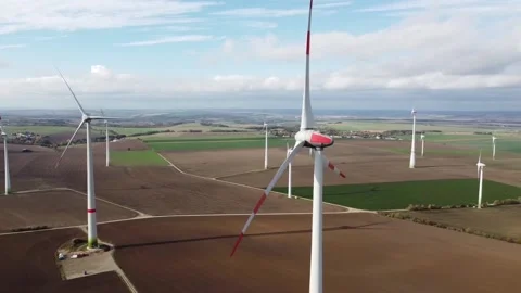 Wind turbine in the field Stock Footage 142379716