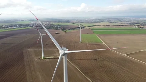 Wind turbine in the field Stock Footage 142388758