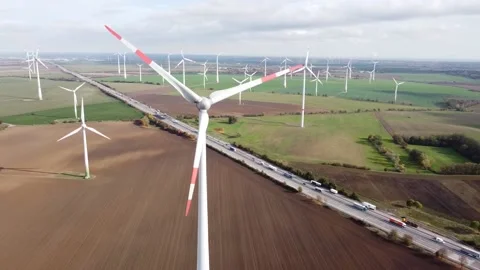 Wind turbine in the field Stock Footage 142388759