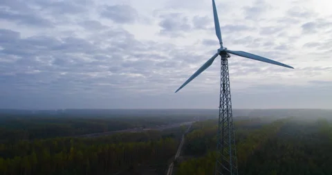 Wind turbine with a fixed propeller in the countryside. Stock Footage 166315502