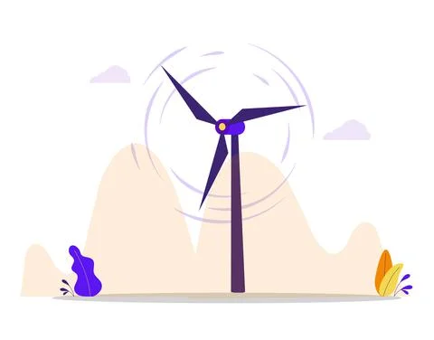 Wind turbine in flat design Stock Illustration