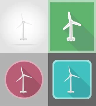 Wind turbine flat icons vector illustration Stock Illustration