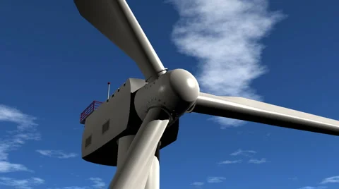 Wind Turbine Flight Into. Animation 스톡 동영상 6717889