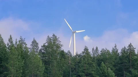Wind Turbine in the forest eco friendly energetics wind energy Video stock 145487028