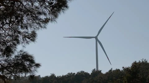 Wind Turbine in Forested Landscape Stock Footage 282927071