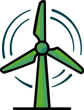 Wind turbine generating clean electric power icon Illustrazione stock