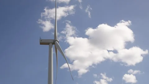 Wind Turbine Generating Clean Power.Wind Power Technology:Rotating Blades of a Stock Footage 311923989
