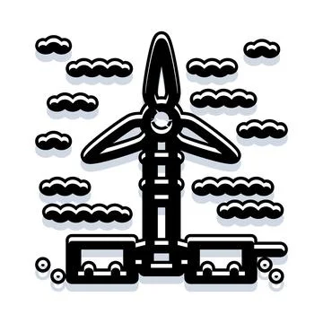 Wind turbine generating clean renewable energy Stock Illustration