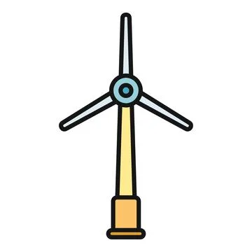Wind turbine generating clean renewable energy icon vector Stock Illustration
