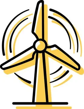 Wind turbine generating clean renewable electric power Illustrazione stock