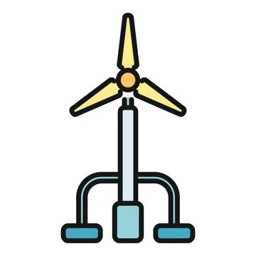 Wind turbine generating clean renewable energy illustration Illustrazione stock