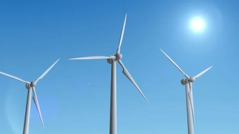 Wind Turbine Generator 3d render loop animation Video stock 72852250