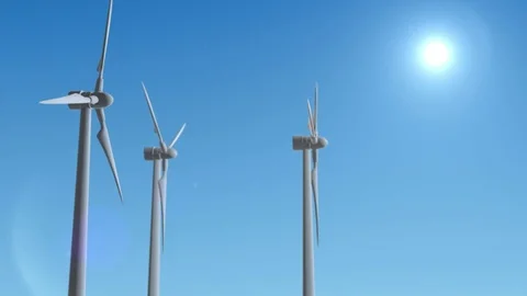 Wind Turbine Generator 3d render loop animation Video stock 72852486