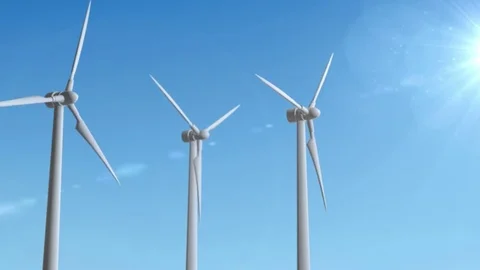 Wind Turbine Generator 3d render loop animation Video stock 72852705