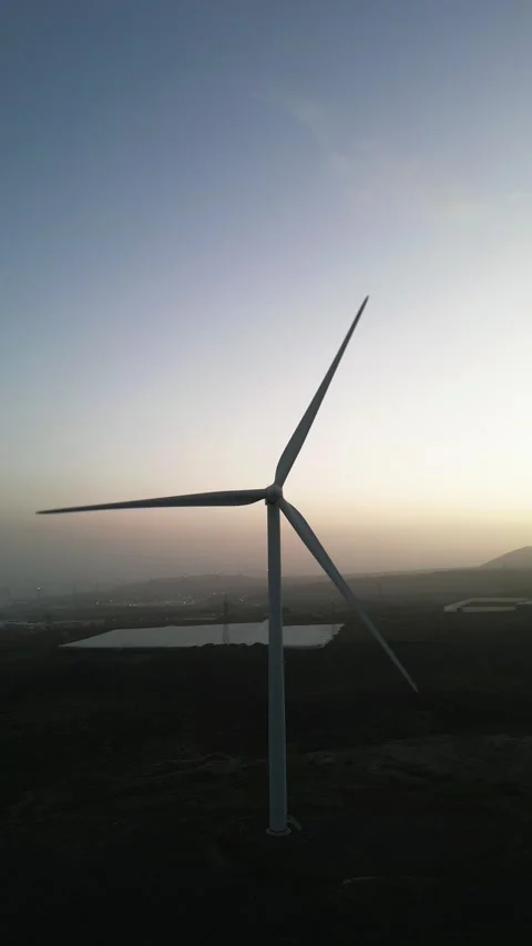 Wind Turbine Generator Front Drone Shot Footage 4K Vertical 9:16 Stock Footage 233544023