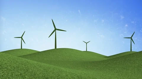 Wind turbine generator landscape loop animation 스톡 동영상 333214159