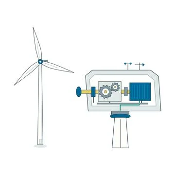 Wind turbine generator schematic vector illustration Illustrazione stock