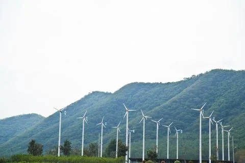 Wind turbine generators. Fotos Stock