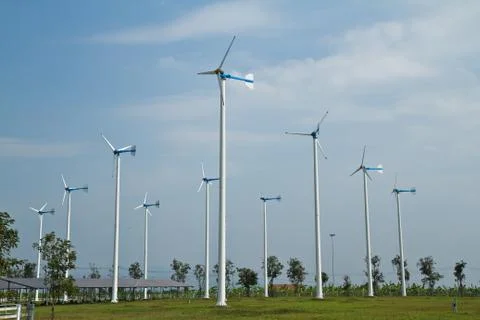 Wind turbine generators. Stock Photos