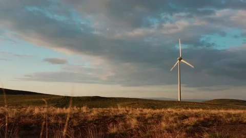 Wind Turbine in golden hour light Stock Footage 201334014