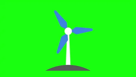 Wind turbine green screen animated video for renewable energy projects Stock Footage 342087445