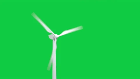 Wind turbine on green screen background, Wind power generators Stock Footage 163155902