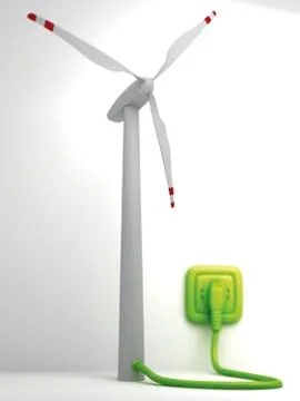 Wind turbine green socket or power point and plug Illustrazione stock