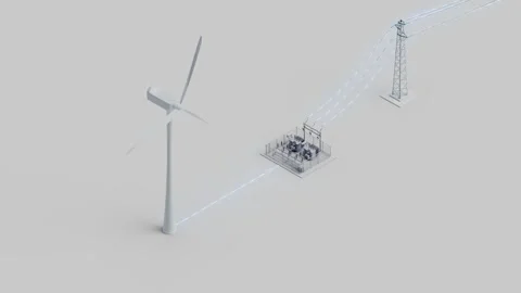Wind Turbine Grid Connection Isometric Looping Video 動画素材 283383286