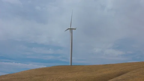 Wind Turbine on a Hill Stock Footage 91878150