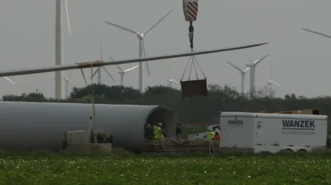 Wind turbine hook assembly lowered 2 Stock Footage 40672044